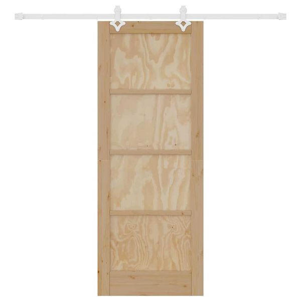 vidaXL Csúszó ajtó Barna 78 x 202 cm Tömör fenyőfa