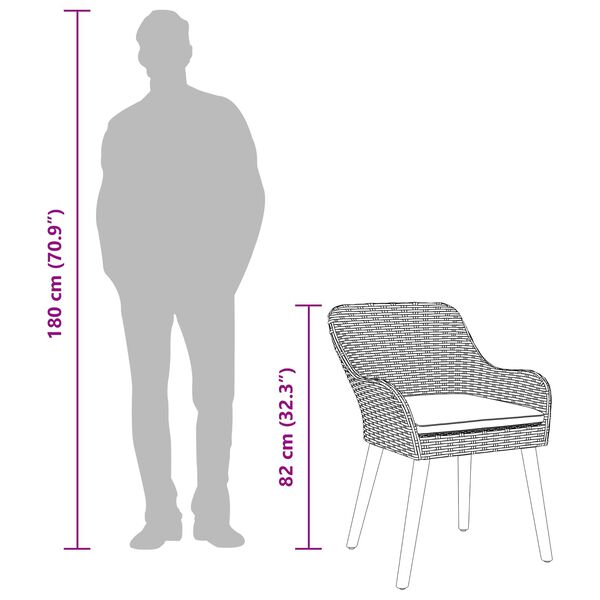 vidaXL Kert &eacute;tkező szett p&aacute;rn&aacute;val 7 pcs Sz&uuml;rke polirattan