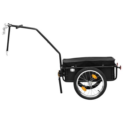 vidaXL fekete acél kerékpár-utánfutó/kézikocsi 155 x 60 x 83 cm