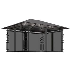 vidaXL antracit pavilon sz&uacute;nyogh&aacute;l&oacute;val/LED f&eacute;nyf&uuml;z&eacute;rrel 4 x 3 x 2,73 m