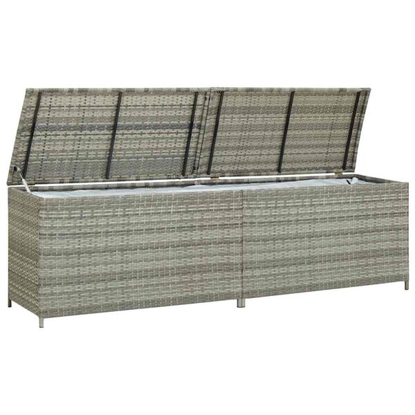 vidaXL szürke polyrattan kerti tárolóláda 200 x 50 x 60 cm