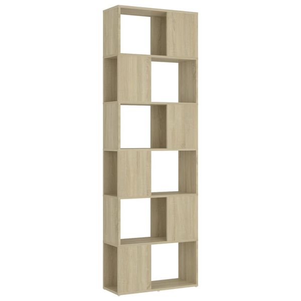 vidaXL sonoma-tölgyszínű térelválasztó könyvszekrény 60 x 24 x 186 cm