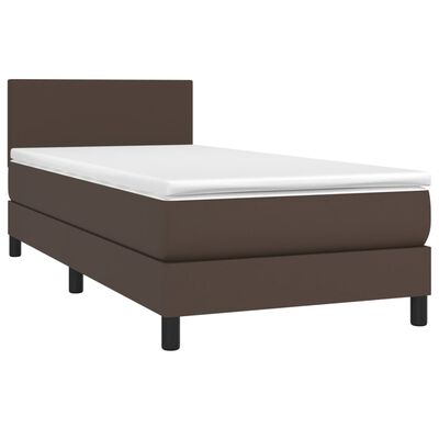vidaXL barna műbőr rugós ágy matraccal 90 x 200 cm