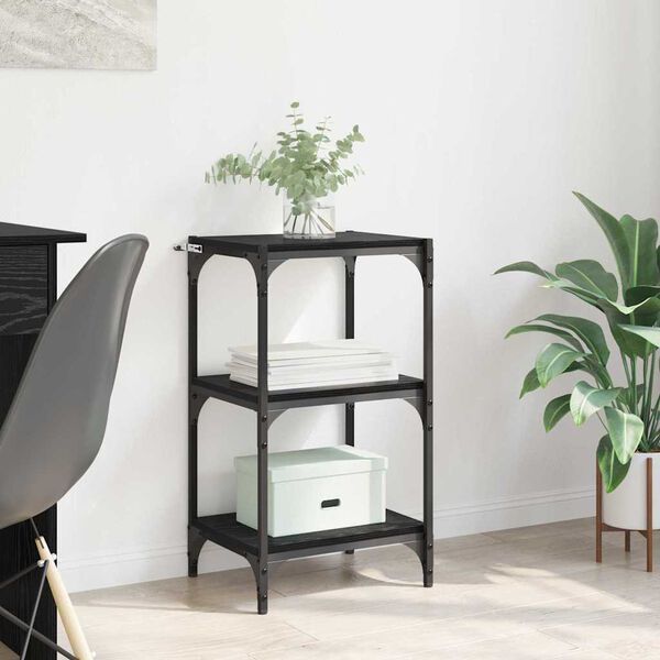 vidaXL K&ouml;nyvespolc Musta tammi 40 x 33 x 70,5 cm Műszaki fa &eacute;s vas