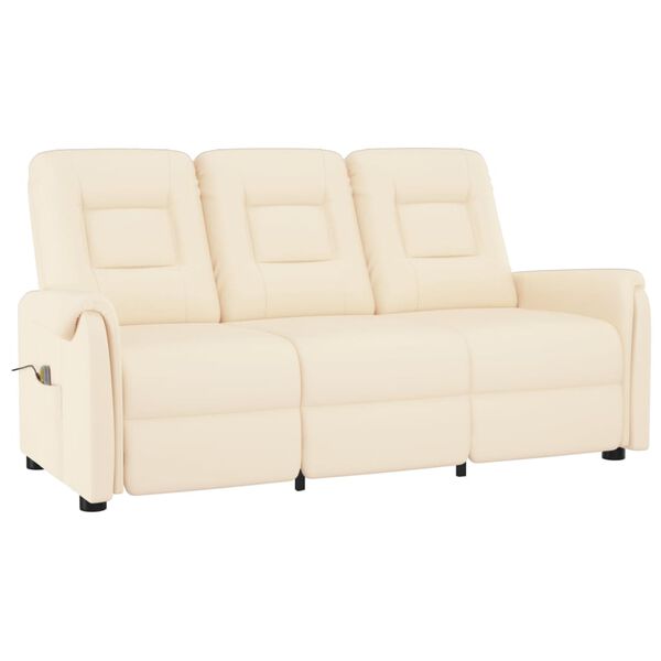 vidaXL 3 személyes krém műbőr dönthető masszázsfotel