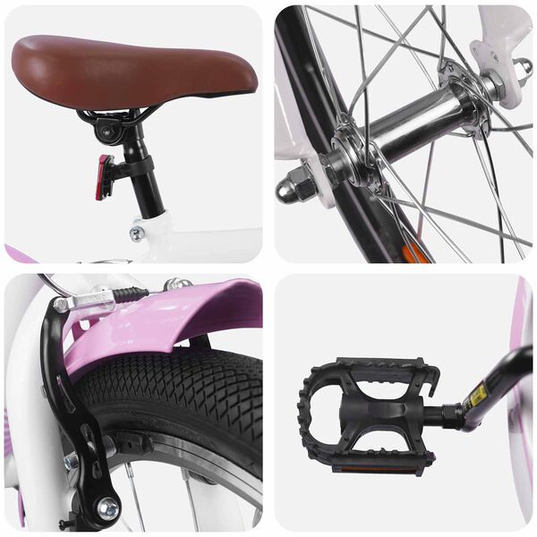 vidaXL Gyerek Bicikli 18 H&uuml;velyk 5-7 &eacute;ves korig Vil&aacute;gos R&oacute;zsasz&iacute;n