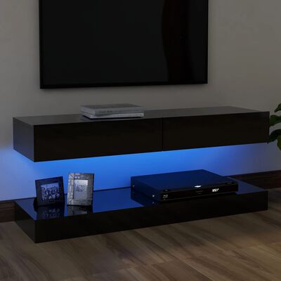 vidaXL magasfényű fekete TV-szekrény LED-lámpákkal 120 x 35 cm