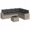 vidaXL 7 r&eacute;szes vil&aacute;gossz&uuml;rke polyrattan kerti &uuml;lőgarnit&uacute;ra p&aacute;rn&aacute;kkal