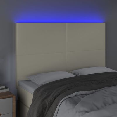 vidaXL krémszínű műbőr LED-es fejtámla 144x5x118/128 cm