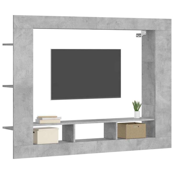 vidaXL betonsz&uuml;rke szerelt fa TV-szekr&eacute;ny 152x22x113 cm