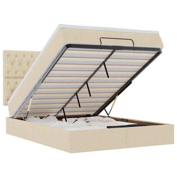 vidaXL Oszm&aacute;n &aacute;gykeret matracokkal kr&eacute;m 140x190cm sz&ouml;vet