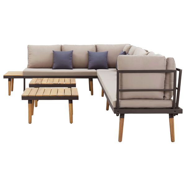 vidaXL 8 szem&eacute;lyes t&ouml;m&ouml;r ak&aacute;cfa kerti t&aacute;rsalg&oacute;szett p&aacute;rn&aacute;kkal