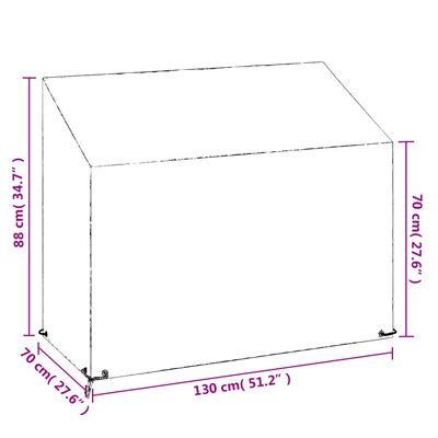 vidaXL polietilén kerti pad huzat 8 fűzőlyukkal 130 x 70 x 70/88 cm