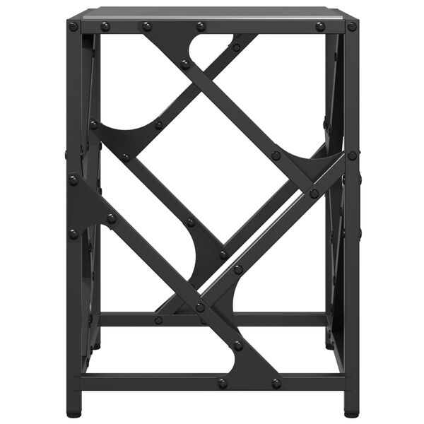 vidaXL acél dohányzóasztal fekete üveglappal 30 x 30 x 41 cm