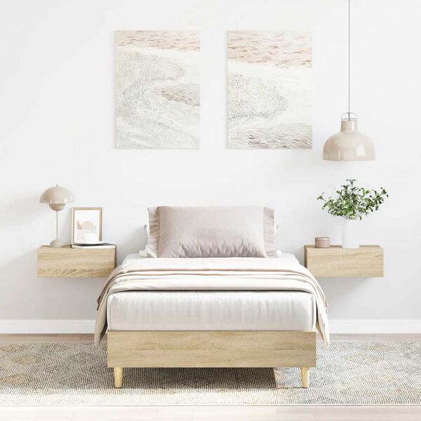 vidaXL sonoma tölgy színű szerelt fa ágykeret matrac nélkül 100x200 cm