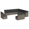 vidaXL 12 r&eacute;szes sz&uuml;rke polyrattan kerti &uuml;lőgarnit&uacute;ra p&aacute;rn&aacute;kkal