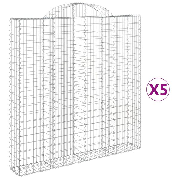 vidaXL 5 db &iacute;ves horganyzott vas gabion kos&aacute;r 200x30x200/220 cm