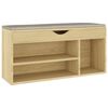 vidaXL sonoma t&ouml;lgy sz&iacute;nű cipőt&aacute;rol&oacute; pad p&aacute;rn&aacute;val 104 x 30 x 49 cm