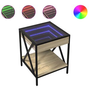 vidaXL sonoma t&ouml;lgy v&eacute;gtelen hat&aacute;s&uacute; LED-es &eacute;jjeliszekr&eacute;ny 40x40x49 cm