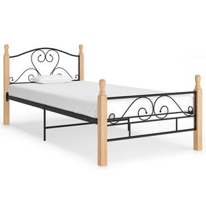 vidaXL fekete f&eacute;m &aacute;gykeret 90 x 200 cm