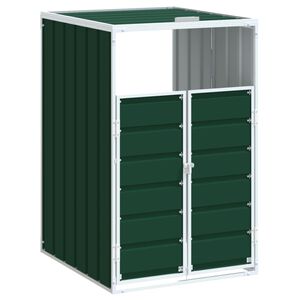 vidaXL z&ouml;ld ac&eacute;l kerekes szemetes t&aacute;rol&oacute; 1 szemeteskuk&aacute;hoz 72 x 81 x 115 cm