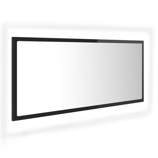 vidaXL magasf&eacute;nyű fekete akril LED-es f&uuml;rdőszobat&uuml;k&ouml;r 100x8,5x37 cm