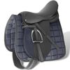 vidaXL Lovagl&aacute;s Nyereg K&eacute;szlet 17,5 "Val&oacute;di Bőr Fekete 18 cm 5-az-1- be