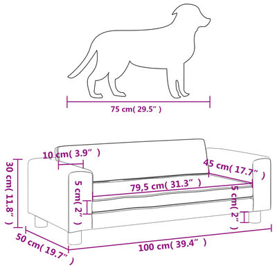 vidaXL krémszínű műbőr kutyaágy hosszabbítóval 100 x 50 x 30 cm