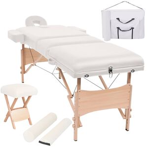 vidaXL 3 z&oacute;n&aacute;s feh&eacute;r &ouml;sszecsukhat&oacute; 10 cm-es massz&aacute;zsasztal &eacute;s zs&aacute;moly