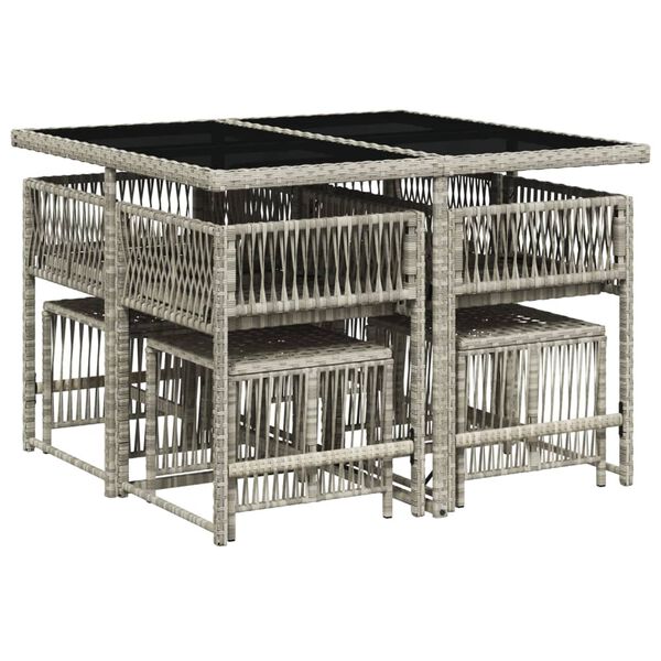 vidaXL 9r&eacute;szes vil&aacute;gossz&uuml;rke polyrattan kerti &eacute;tkezőgarnit&uacute;ra p&aacute;rn&aacute;val