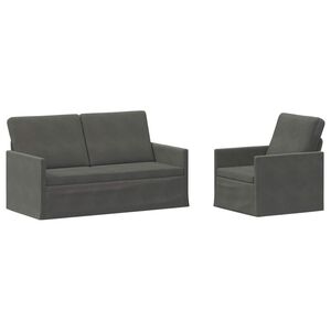 vidaXL Kanap&eacute; Szett 2 pcs S&ouml;t&eacute;tsz&uuml;rke B&aacute;rsonyos sz&ouml;vet