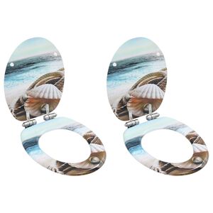 vidaXL 2 db kagyl&oacute;mint&aacute;s MDF WC-&uuml;lőke lassan csuk&oacute;d&oacute; fed&eacute;llel