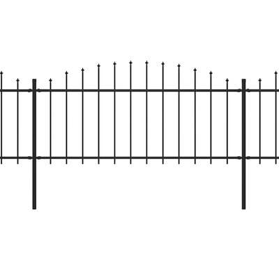vidaXL fekete lándzsahegy tetejű acélkerítés (0,5-0,75) x 8,5 m