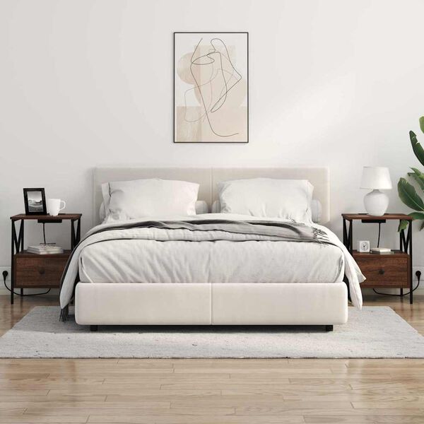 vidaXL &Eacute;jjeliszekr&eacute;ny fi&oacute;kkal Barna T&ouml;lgy 41,5 x 40,5 x 55 cm Faanyag