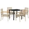vidaXL Kert &eacute;tkező szett 5 db Beige &eacute;s fekete Rattan