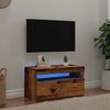 vidaXL antik fa sz&iacute;nű szerelt fa TV-szekr&eacute;ny LED-ekkel 75x35x40 cm