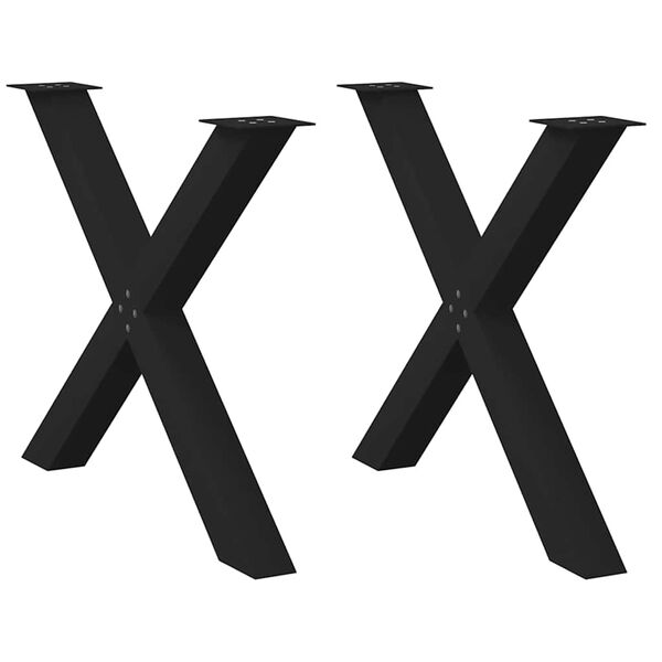 vidaXL 2 db X alak&uacute; &eacute;tkezőasztal l&aacute;b fekete, 90 x (72-73) cm ac&eacute;l