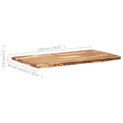 vidaXL tömör akácfa asztallap 118 x (50-60) x 3,8 cm