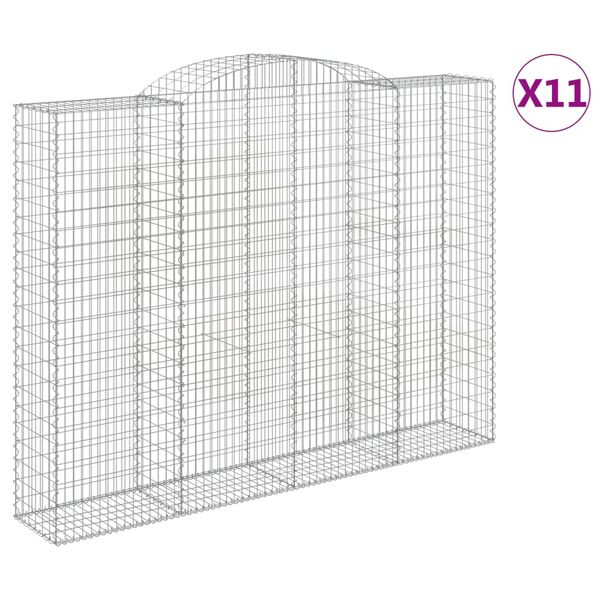 vidaXL 11 db &iacute;ves horganyzott vas gabion kos&aacute;r 300x50x220/240 cm