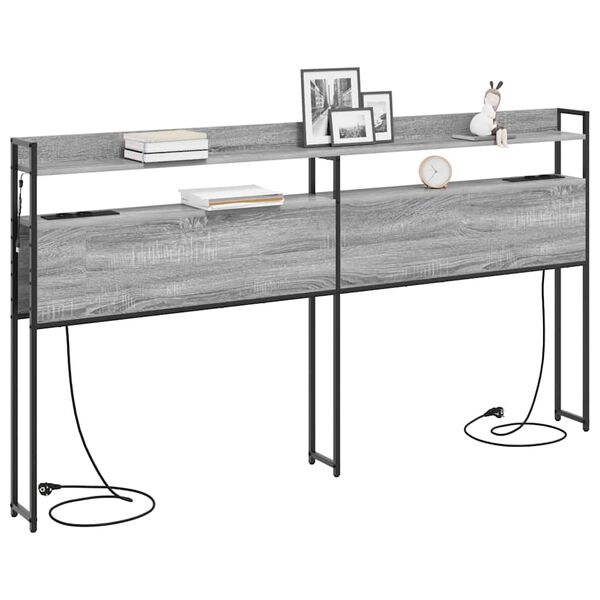 vidaXL T&aacute;rol&oacute; fejt&aacute;mla polcokkal Sz&uuml;rke sonoma 200 cm Faanyag