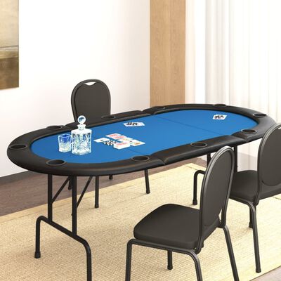 vidaXL kék összecsukható pókerasztal 10 játékosnak 206 x 106 x 75 cm