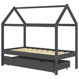 vidaXL s&ouml;t&eacute;tsz&uuml;rke t&ouml;m&ouml;r fenyőfa gyerek&aacute;gykeret fi&oacute;kkal 80 x 160 cm