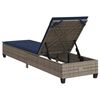 vidaXL szürke polyrattan napozóágy párnákkal 55x200x25,5 cm