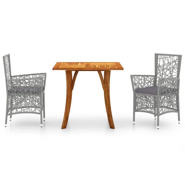 vidaXL 3 r&eacute;szes sz&uuml;rke kerti &eacute;tkezőszett