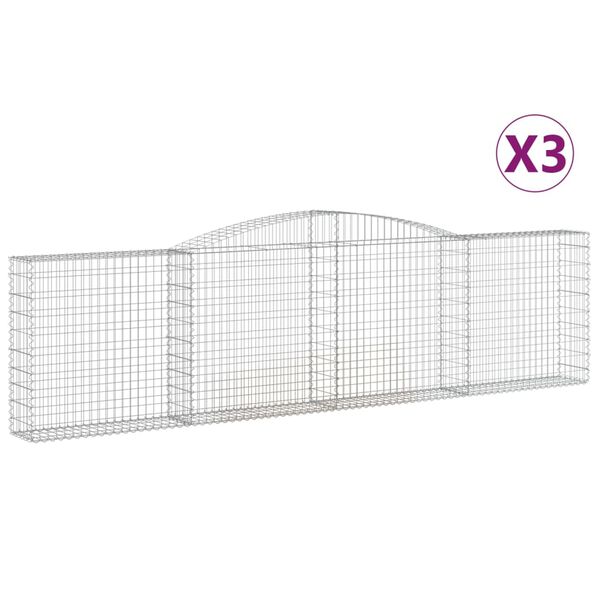 vidaXL 3 db íves horganyzott vas gabion kosár 400x30x100/120 cm