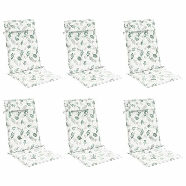 vidaXL 6 db levélmintás oxford szövet magas háttámlájú székpárna