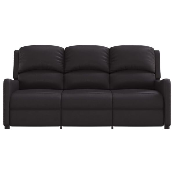 vidaXL 3 személyes fényes fekete műbőr dönthető masszázsfotel