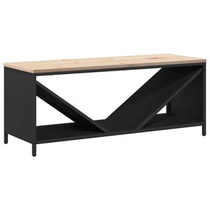 vidaXL fekete tűzifa &aacute;llv&aacute;ny fa tetővel 100,5x35,5x40 cm