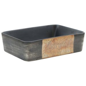 vidaXL fekete/barna ker&aacute;mia n&eacute;gysz&ouml;gletes asztali mosd&oacute; 46x35,5x13 cm