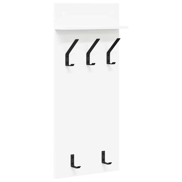 vidaXL Fali Kabáthorog polcokkal Fehér 40 x 10 x 90 cm Faanyag